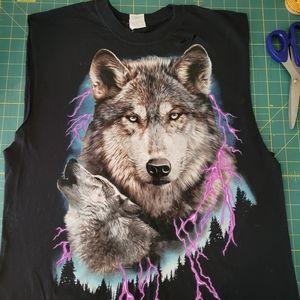 Trendy wolf muscle crop tee Retro Y2K